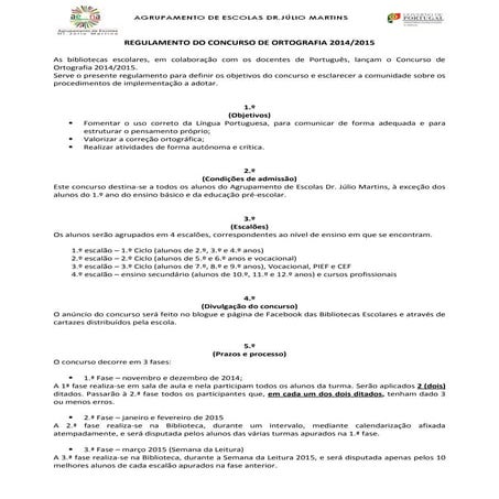 Regulamento Concurso Ortografia 2014.15