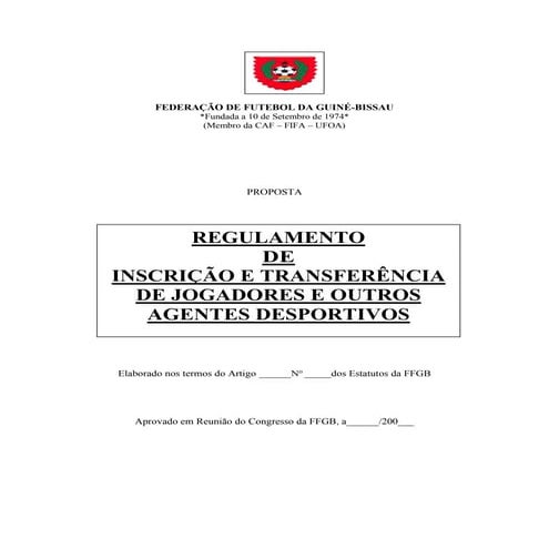Regulamento de inscricao e tranferencia de jogadores