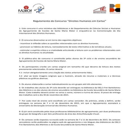 Regulamento Direitos Humanos em cartaz