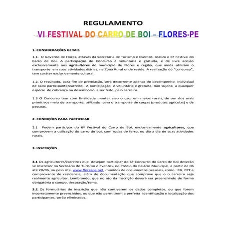 Regulamento festival do carro de boi