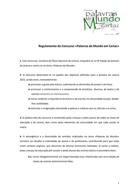 Regulamento palavrasdomundoemcartaz...