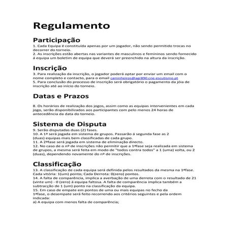 Regulamento ping pong | PDF