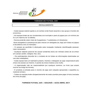 Regulamento torneio futsal 24h