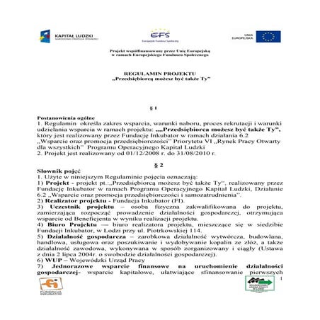 INKUBATOR Regulamin Projektu 6.2