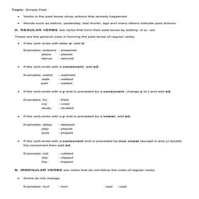 Regular and irregular verbs
