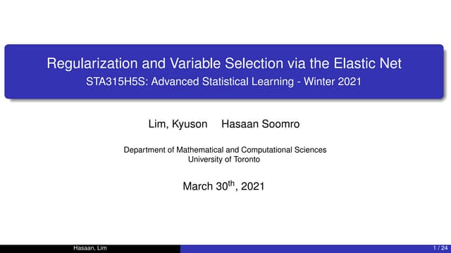 Regularization and variable selection via elastic net