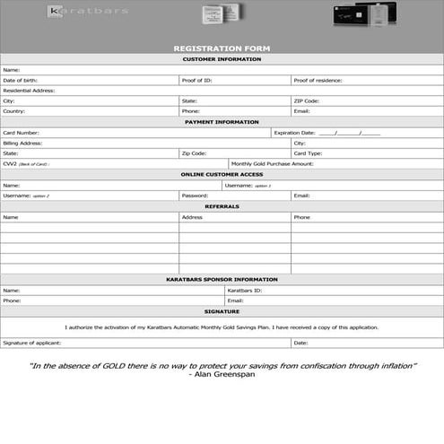 Karatbars Registration Form