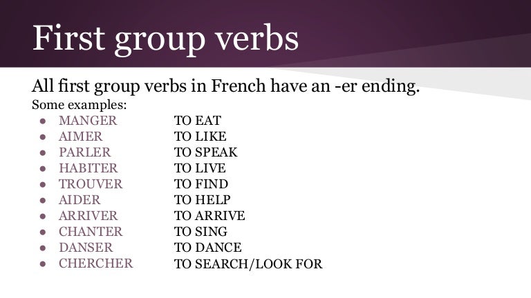 French Regular Verbs First Group Er Present Tense