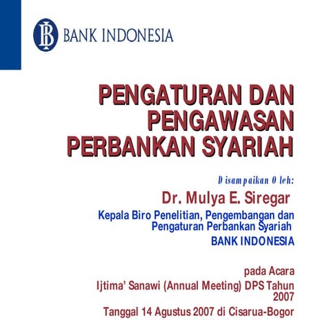 Regulasi Dan Pengawasan Perbankan Syariah 