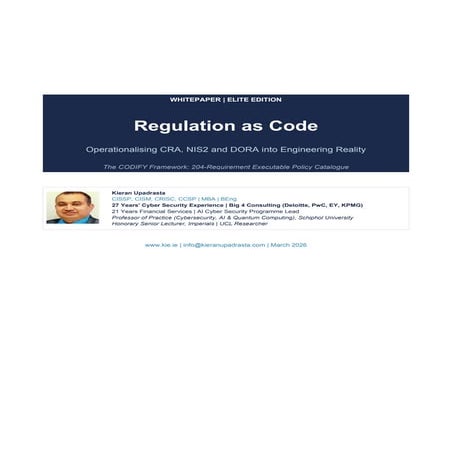 Regulation as Code: Operationalising CRA, NIS2, and DORA with CODIFY ...