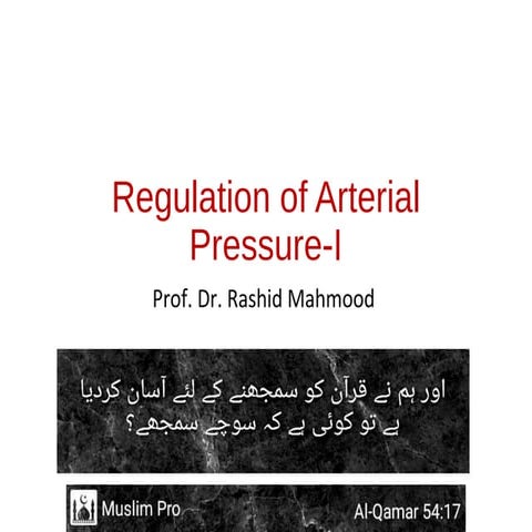Regulation of arterial pressure-I