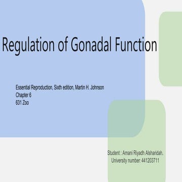 Regulation of gonadal function 