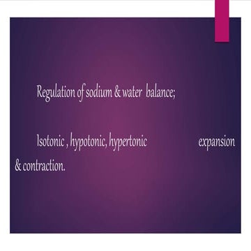 Regulation of sodium &amp; water  balance
