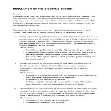 Regulation of the Digestive System