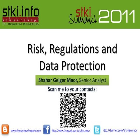Risk, regulation and data protection