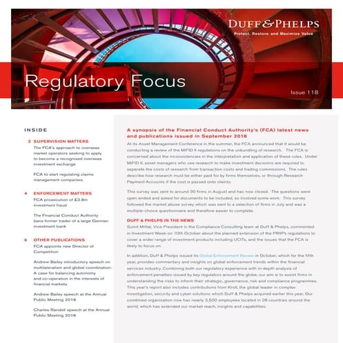 Regulatory Focus October 2018