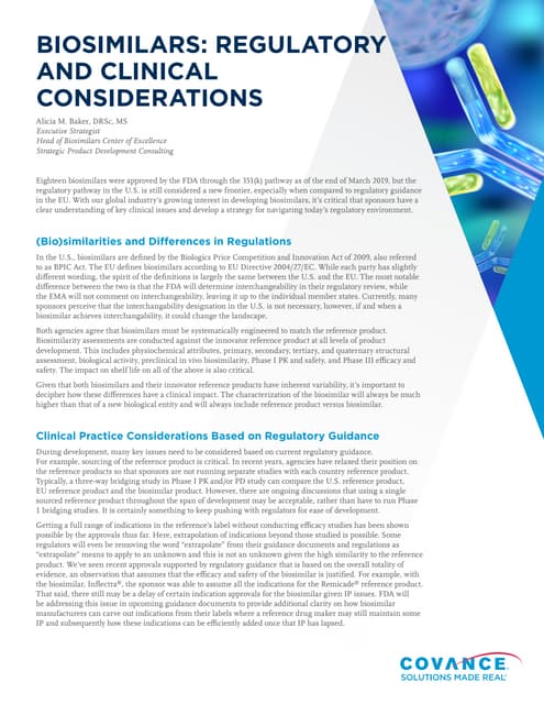 Biosimilars and regulatory requirements for approval. | DOCX