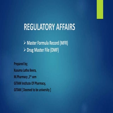 Regulatory affairs
