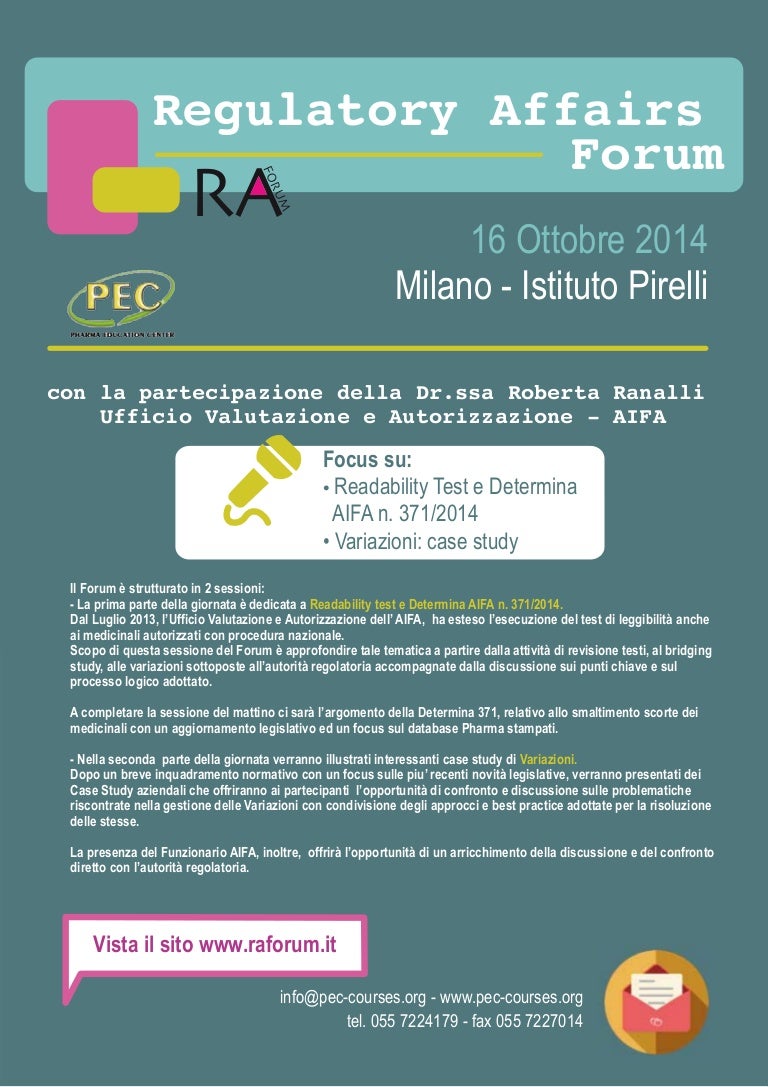 Regulatory affairs forum