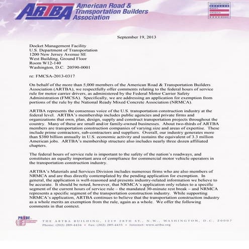 09/19: NRMCA Hours of Service Exemption