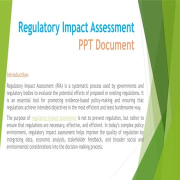 Regulatory Impact Assessment (RIA) PPT Document