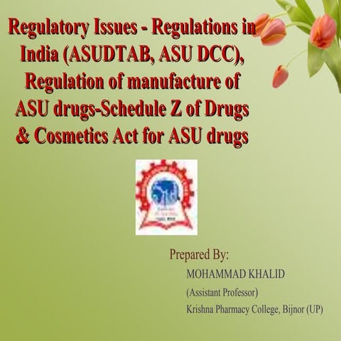 Regulatory issues   regulations in india asu