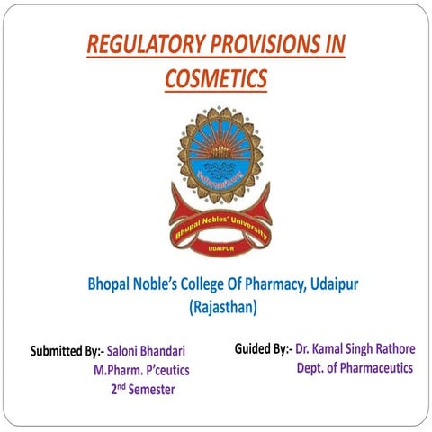 Regulatory provisions in cosmetics