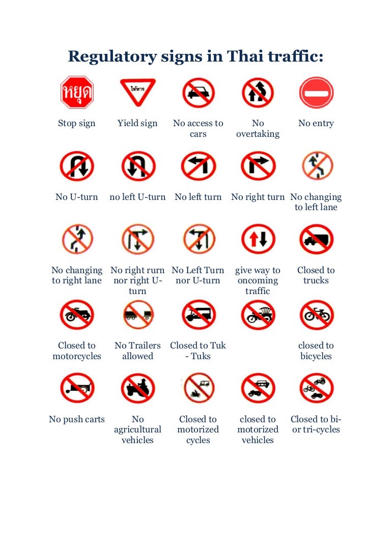 Regulatory signs in thai traffic
