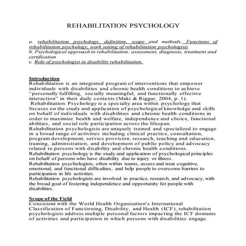Rehabilitation psychology