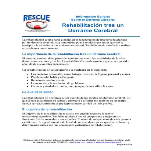 Rehabilitacion despues del derrame cerebral.