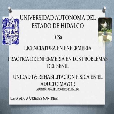 Rehabilitacion fisica en el adulto mayor 