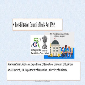 Rehabilitation Council of India in light of Inclusive Education
