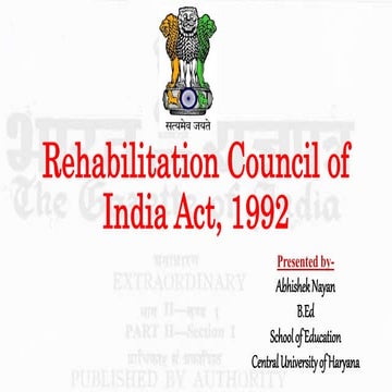 Rehabilitation council of India act,1992