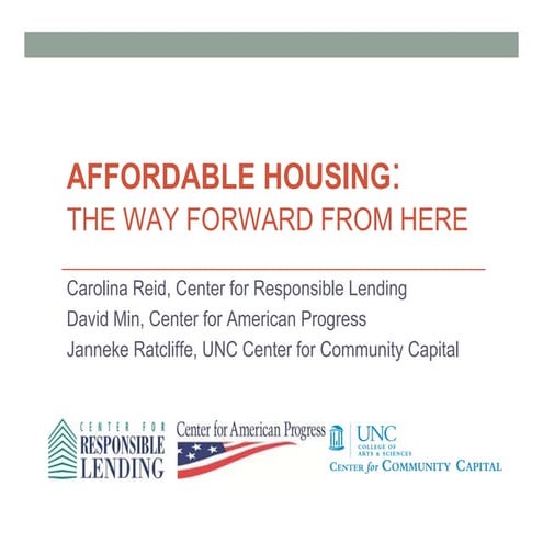 Affordable Homeownership: CRA Conference Presentation