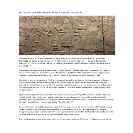 Rei ezequias ou o falso messias