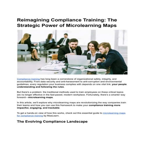 Reimagining Compliance Training The Strategic Power of Microlearning ...