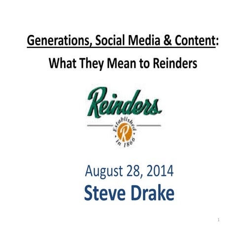 Generations, Social Media & Content:  What They Mean to Reinders