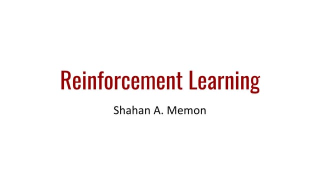 Reinforcement learning