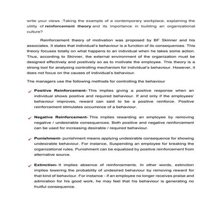 Reinforcement theory of motivation -proposed by bf skinner