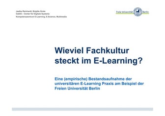 E-Learning und Fachkulturen (2)