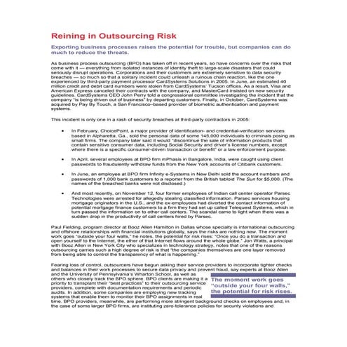 Reining in outsourcing risk