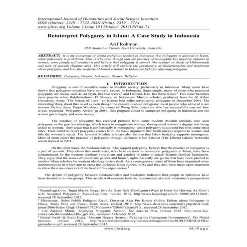 Reinterpret polygamy in islam a case study in indonesia