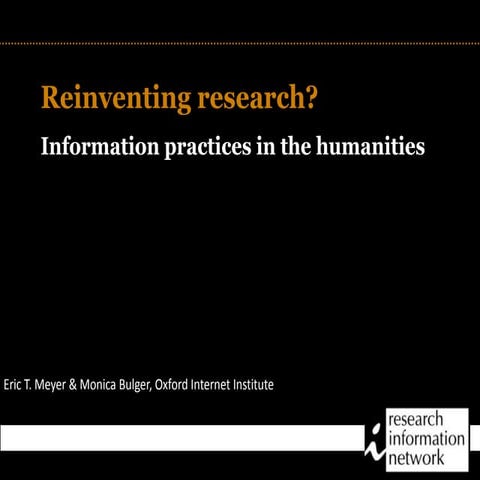 Humanities Information Practices