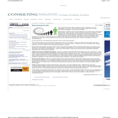 Reinventing the CIO (Consulting magazine)
