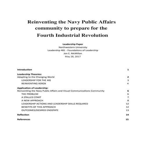 Reinventing the Navy Public Affairs Community to Prepare for the Fourth Industrial Revolution