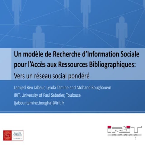 Un modèle de Recherche d'Information Sociale  pour l'Accès aux Ressources Bib...