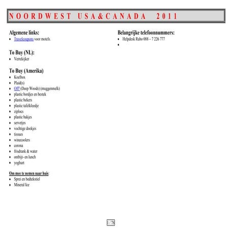Reisplanning noordwest 2011