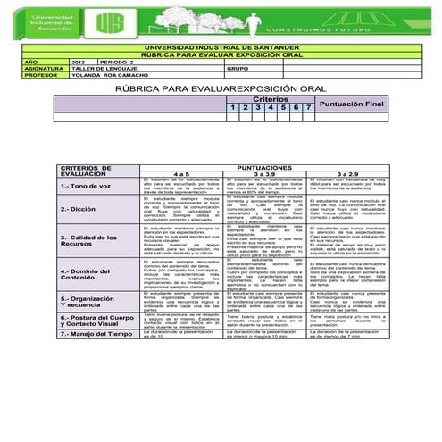 Rejilla de evaluacion exposición oral indiviudual