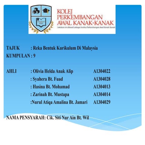 Reka Bentuk Kurikulum di Malaysia