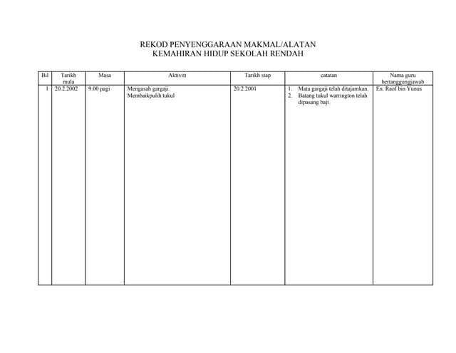 Rekod Penyenggaraan